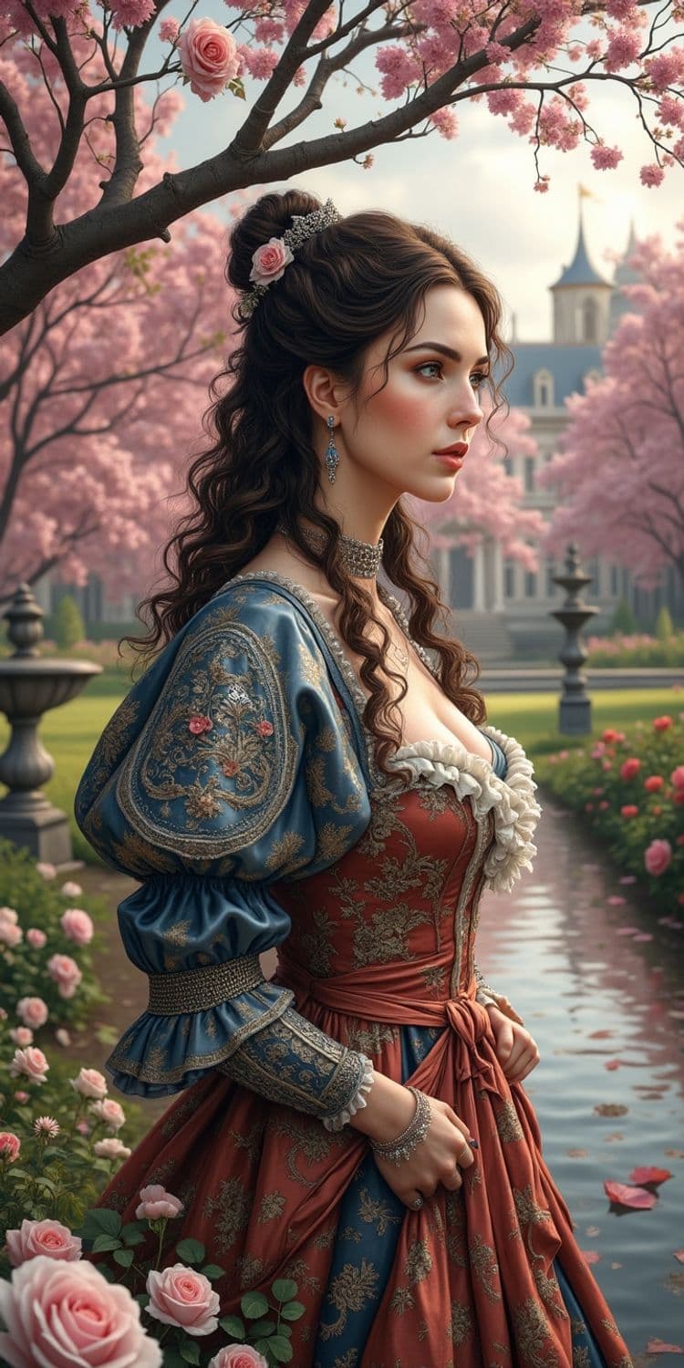 Victorian Elegance in a Rose Garden