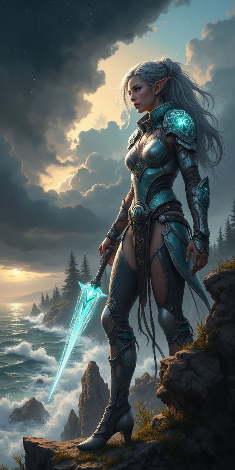 Elven Mage Overlooking Forest