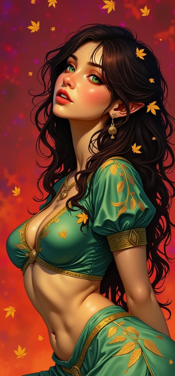 Enchanting Elf Amidst Autumn Leaves