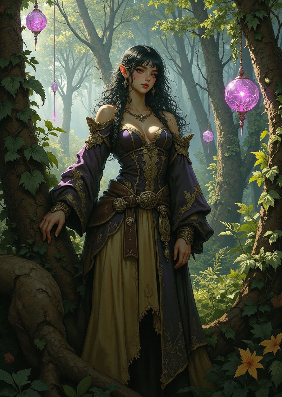 Enchanted Elven Maiden in Mystical Forest