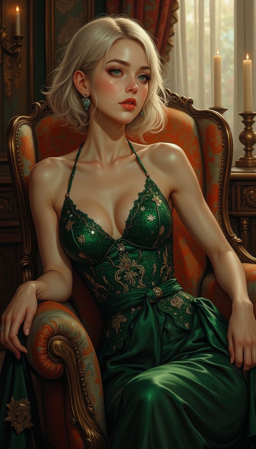 Elegance in Green: A Portrait of Timeless Beauty